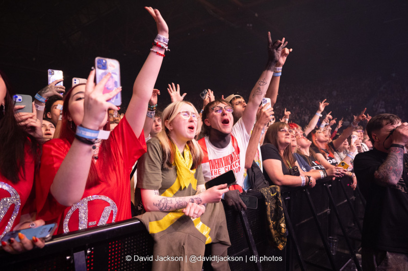 Fans on the barrier watching Twenty One Pilots at the bp pulse LIVE arena in Birmingham on Tuesday, May 6, 2025. Photo by David Jackson.