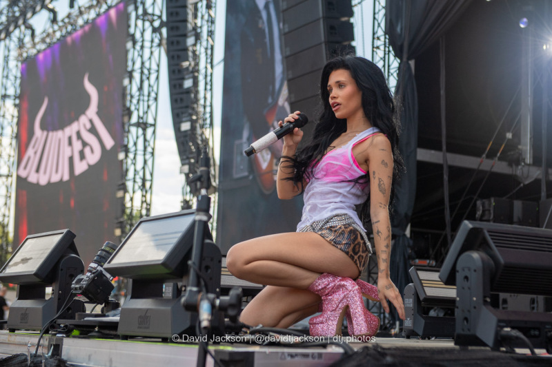 Nessa Barrett on stage at Bludfest at The National Bowl, Milton Keynes on Sunday, August 12, 2024. Photo by David Jackson