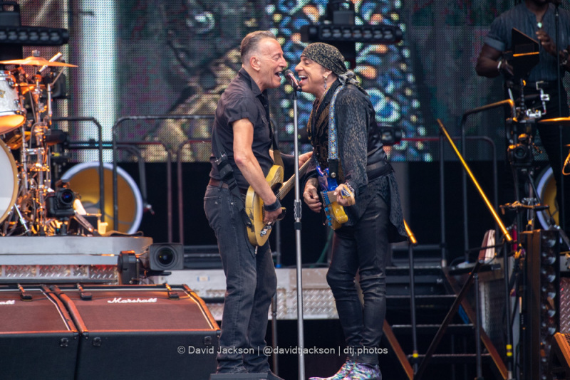 Bruce Springsteen and Steven Van Zandt performing at Villa Park, Birmingham, on Friday, June 16, 2023. Photo by David Jackson.