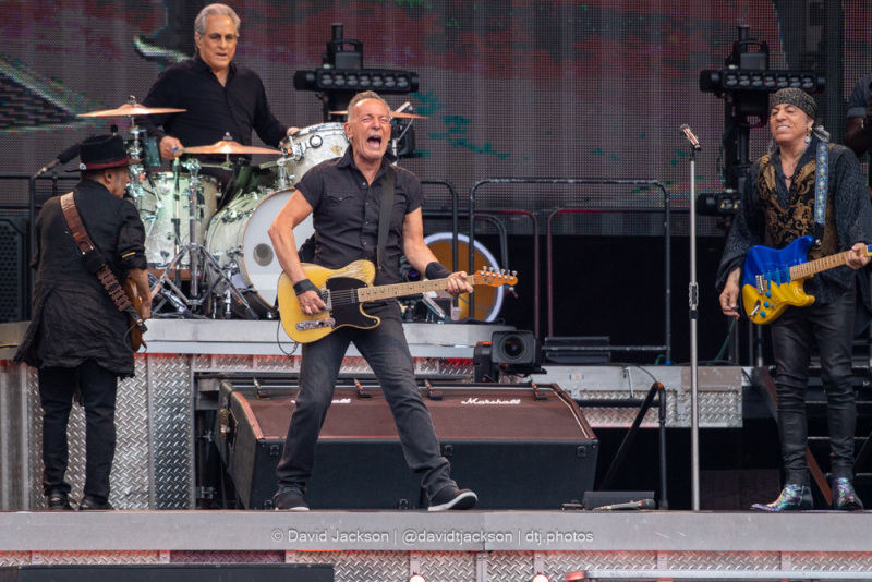 Bruce Springsteen and members of The E Street Band performing at Villa Park, Birmingham, on Friday, June 16, 2023. Photo by David Jackson.