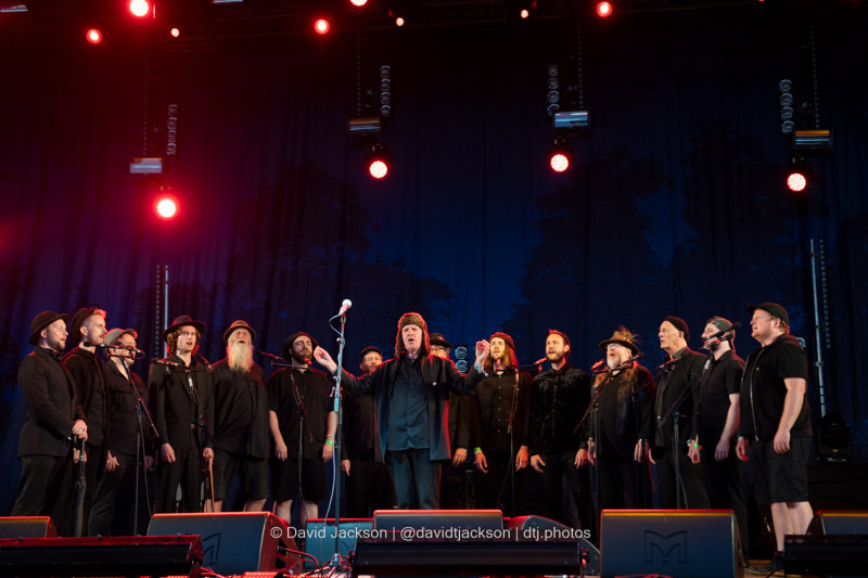 Spooky Men’s Chorale onstage at Cropredy Convention on Friday, August 9, 2024. Photo by David Jackson.