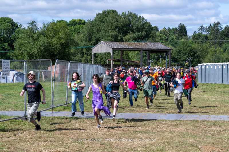 Crowds running into the arena at Cropredy Convention on Friday, August 9, 2024.