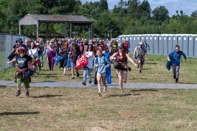 Crowds running into the arena at Cropredy Convention on Friday, August 9, 2024.