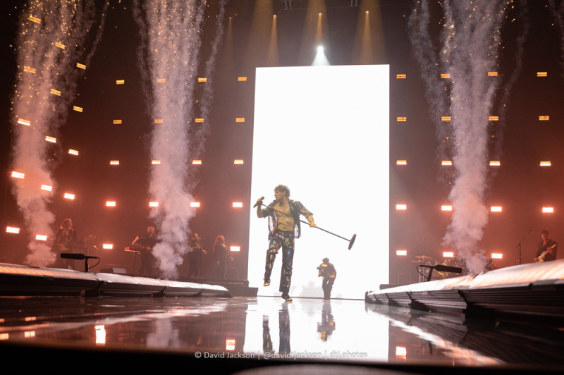 Tom Grennan on stage at the Utilita Arena, Birmingham, March 10, 2023. Photo by David Jackson.