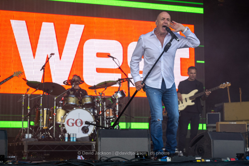 Go West on stage at Let’s Rock Northampton at Delapré Park on Saturday, June 15, 2024. Photo by David Jackson.
