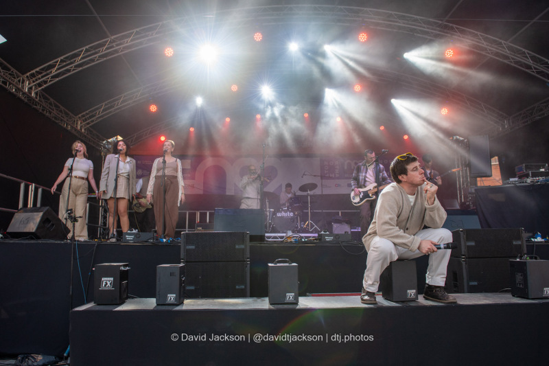 Woahgetter on stage at the Market Square in Northampton on Saturday, October 19, 2024, performing as part of a weekend of activities celebrating its official reopening. Photo by David Jackson.