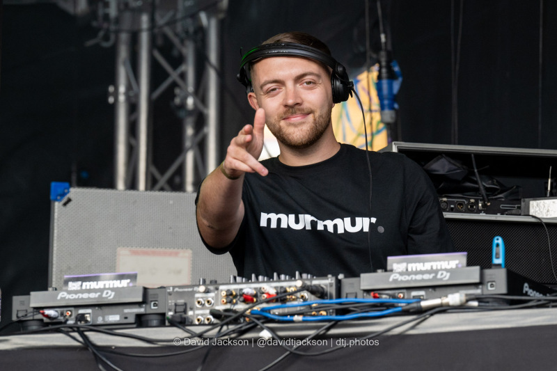 DJ AON on stage at the Market Square in Northampton on Saturday, October 19, 2024, performing as part of a weekend of activities celebrating its official reopening. Photo by David Jackson.