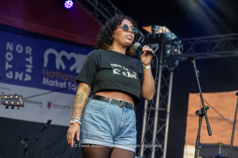 Afreine & Mat Day on stage at the Market Square in Northampton on Saturday, October 19, 2024, performing as part of a weekend of activities celebrating its official reopening. Photo by David Jackson.