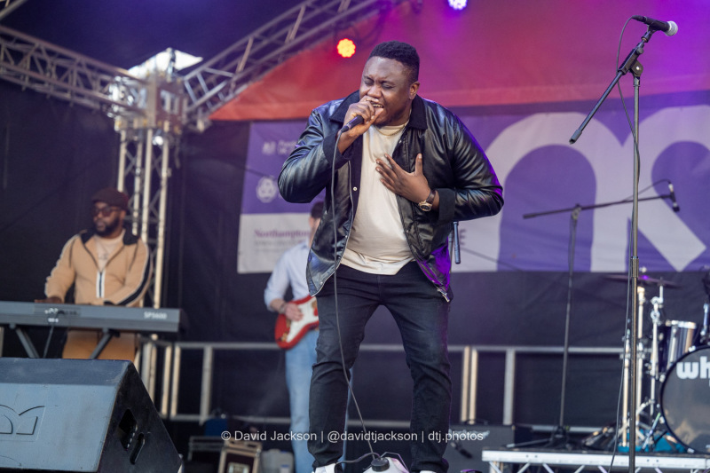 Great Adamz on stage at the Market Square in Northampton on Saturday, October 19, 2024, performing as part of a weekend of activities celebrating its official reopening. Photo by David Jackson.