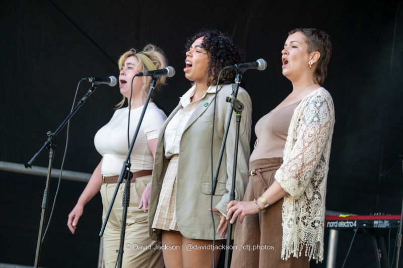 Woahgetter on stage at the Market Square in Northampton on Saturday, October 19, 2024, performing as part of a weekend of activities celebrating its official reopening. Photo by David Jackson.