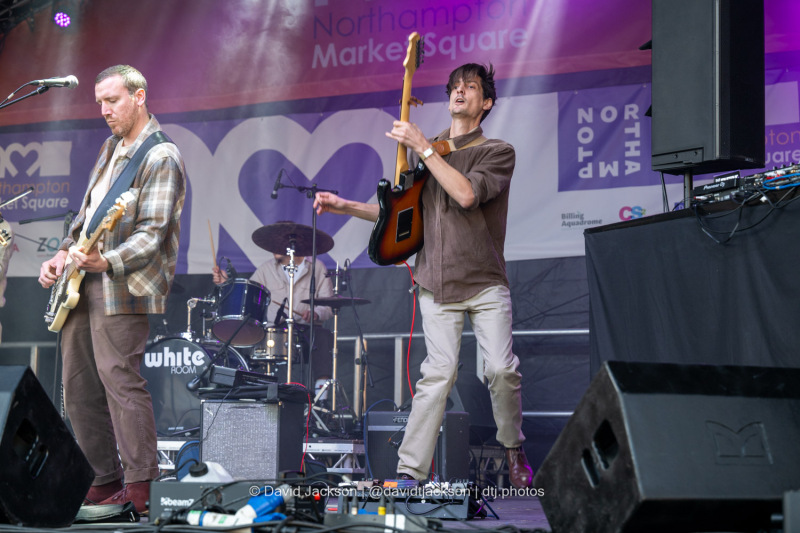 Woahgetter on stage at the Market Square in Northampton on Saturday, October 19, 2024, performing as part of a weekend of activities celebrating its official reopening. Photo by David Jackson.
