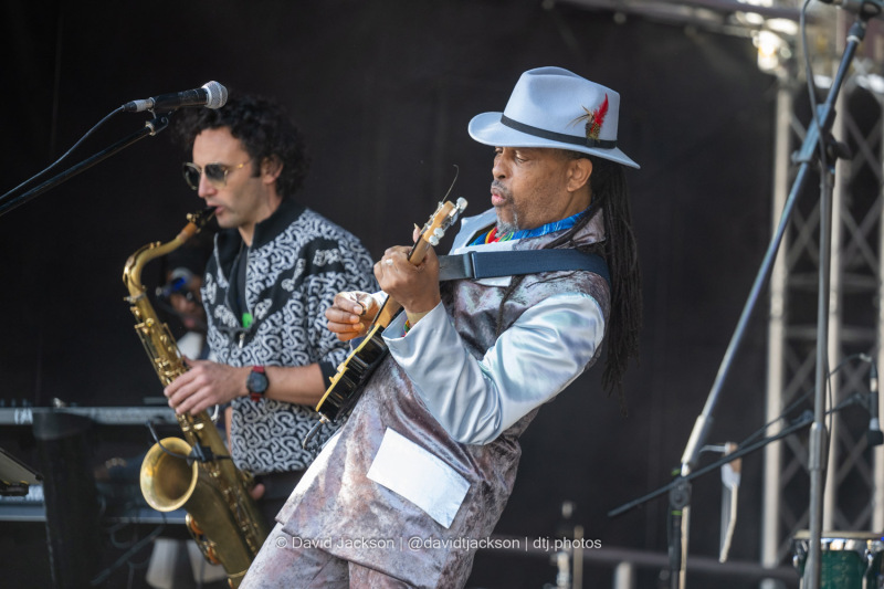 Repro Jam Squad on stage at the Market Square in Northampton on Sunday, October 20, 2024, performing as part of a weekend of activities celebrating its official reopening. Photo by David Jackson.