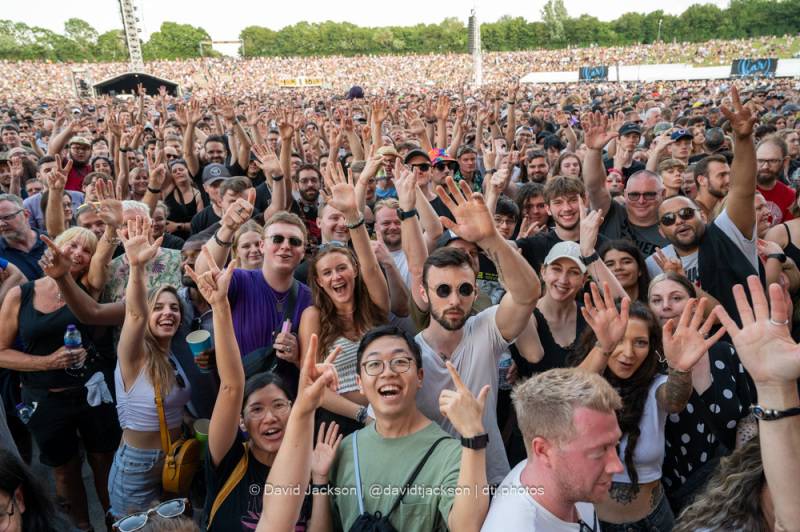 Fans inside the National Bowl in Milton Keynes on Sunday, June 25, 2023. Photo by David Jackson.