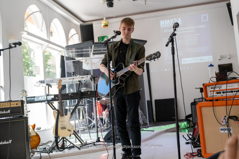 Edward Druery performing on the Student Showcase Stage at the Northampton Music Festival on Sunday, September 8, 2024. Photo by David Jackson.