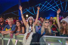 Festival goers watching acts perform