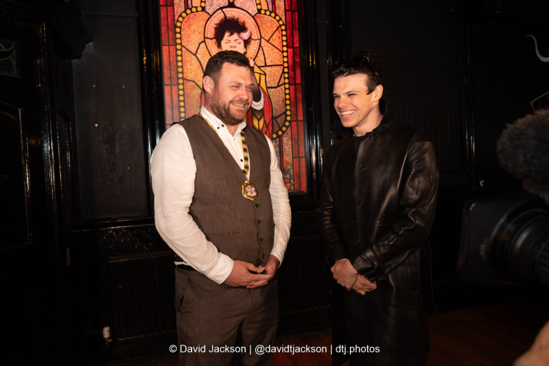 Yungblud with Milton Keynes Mayor James Lancaster at the Craufurd Arms in Milton Keynes on Tuesday, May 27. Photo by David Jackson.