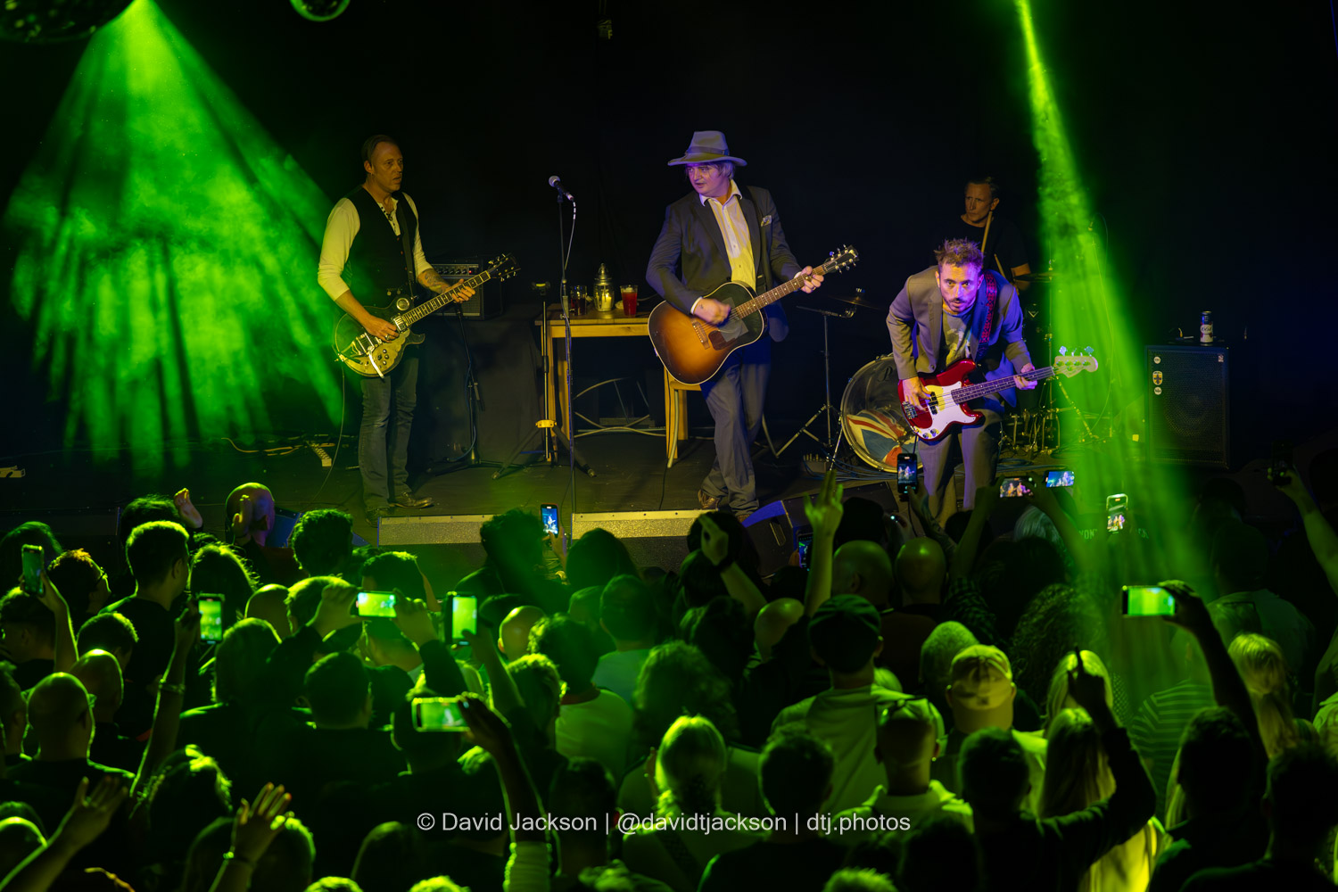 Pete Doherty on stage at the Roadmender in Northampton on Wednesday, August 29, 2024, with Andy Newlove and Babyshambles members Drew McConnell and Adam Ficek. Photo by David Jackson.