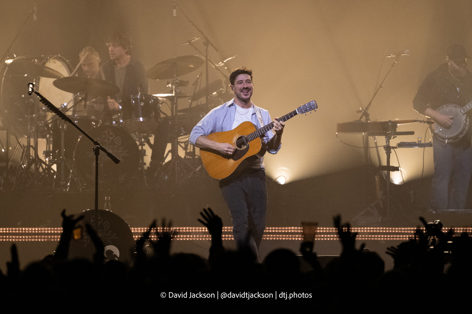 Mumford & Sons on stage at the Utilita Arena in Birmingham on Sunday, December 7, 2025. Photo by David Jackson.