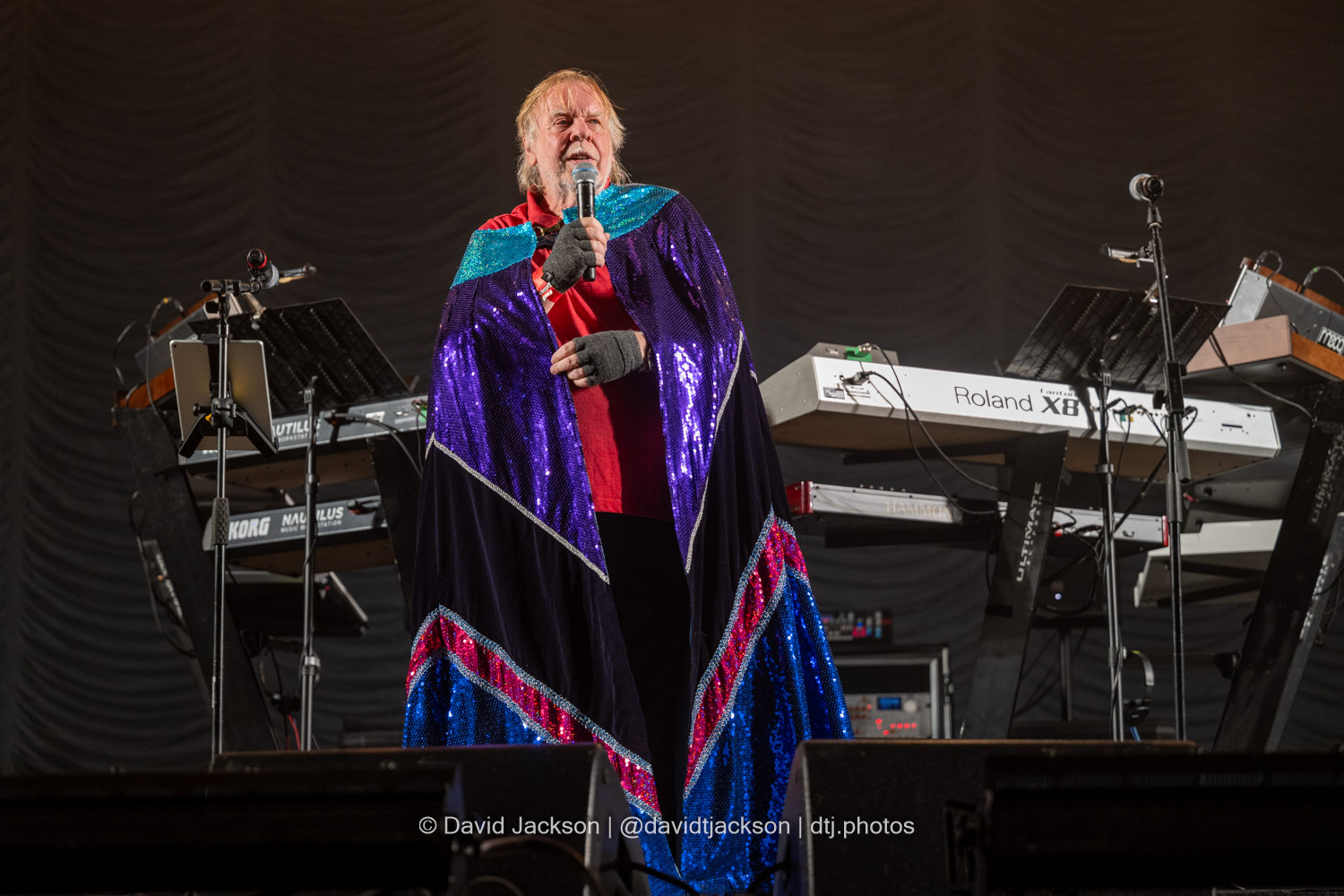 Rick Wakeman and The English Rock Ensemble on stage at Cropredy Convention on Thursday, August 8, 2024. Photo by David Jackson.