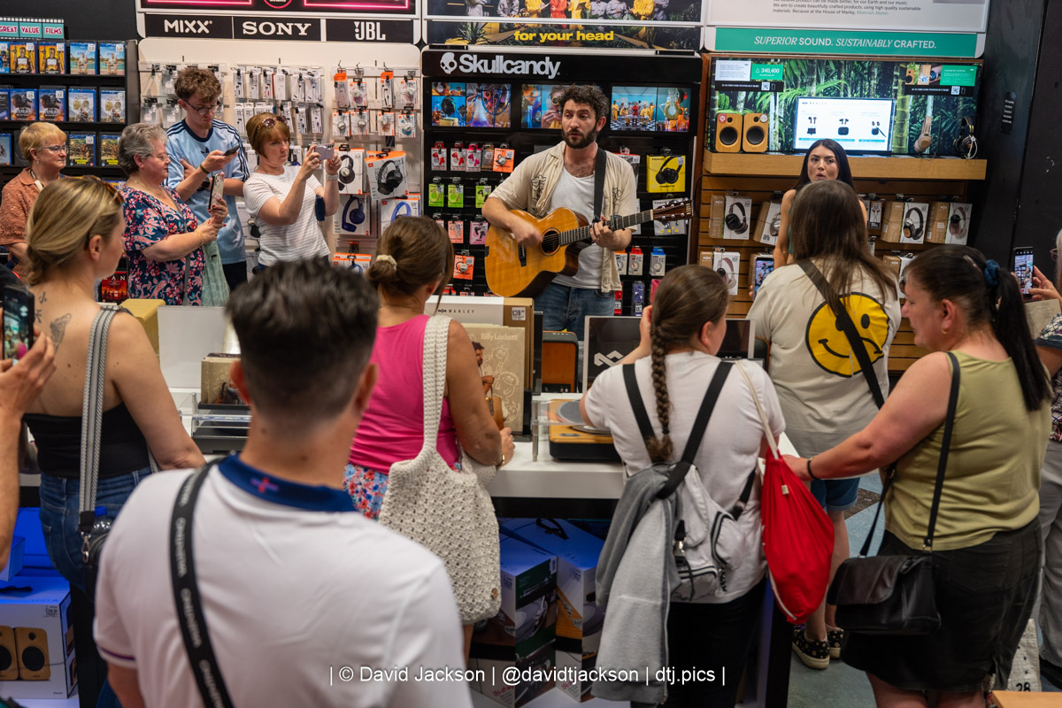 Billy Lockett performing tracks from his new album at HMV in Northampton on Saturday, May 23, 2026. Photo by David Jackson.
